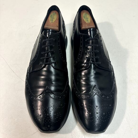 Prada Black Brushed Leather Wingtip Derby Dress Sneakers UK 9.5 EE / US 10.5 D main image 8